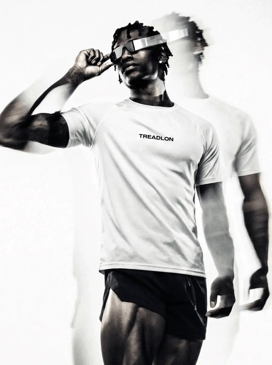 TREADLON Pro Compression T-Shirt beyaz antrenman görünümü